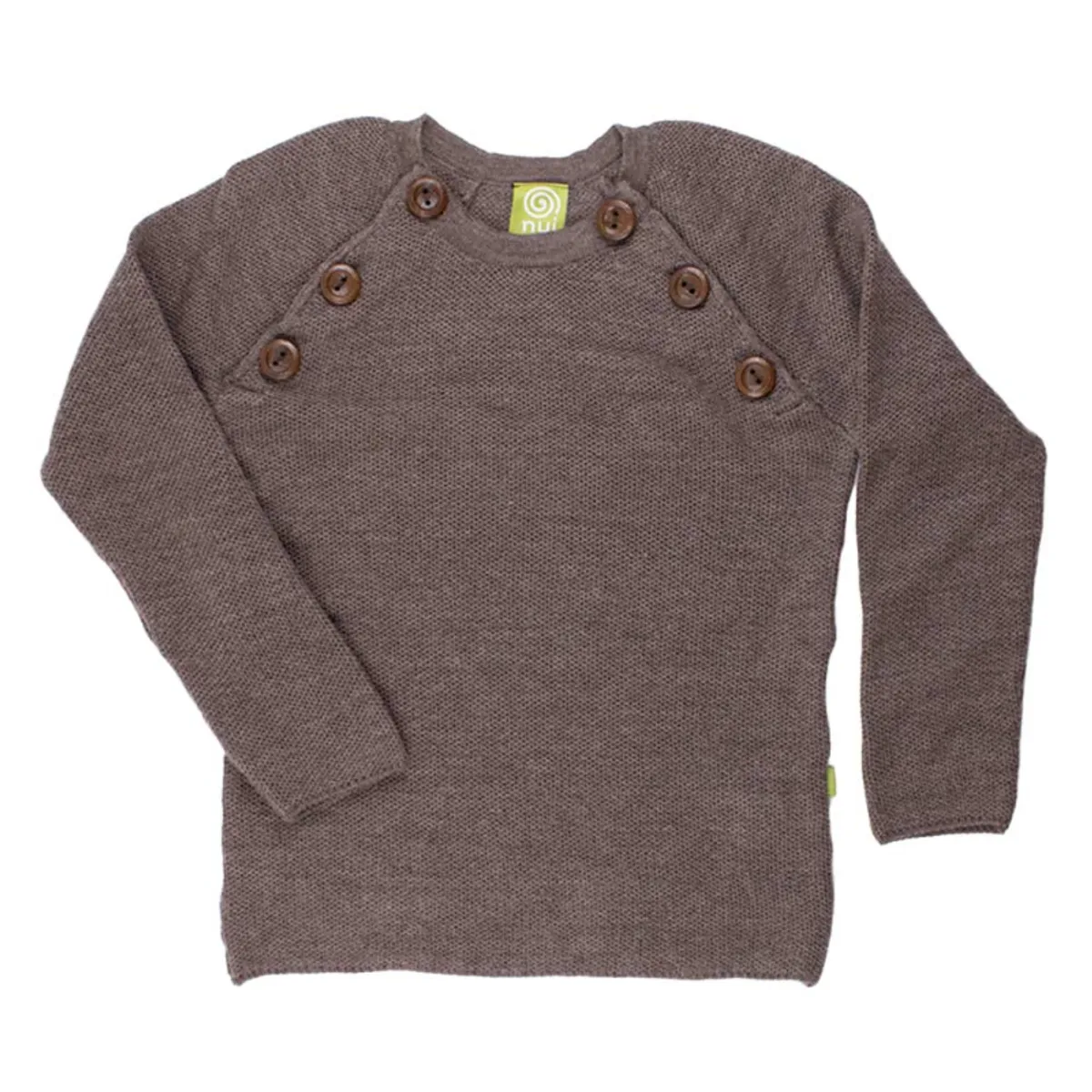 Nui Organics, Uld sweater med knapper - Gråbrun