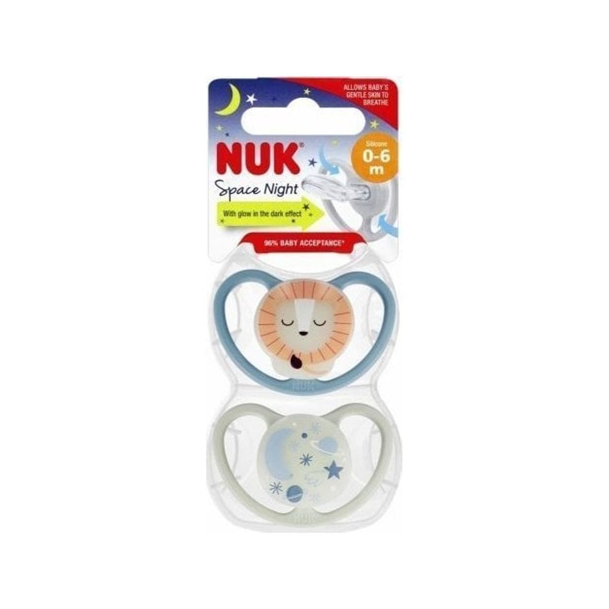 Nuk 440215 Space Night Silikonesut 0-6 2Stk 530188, 730578