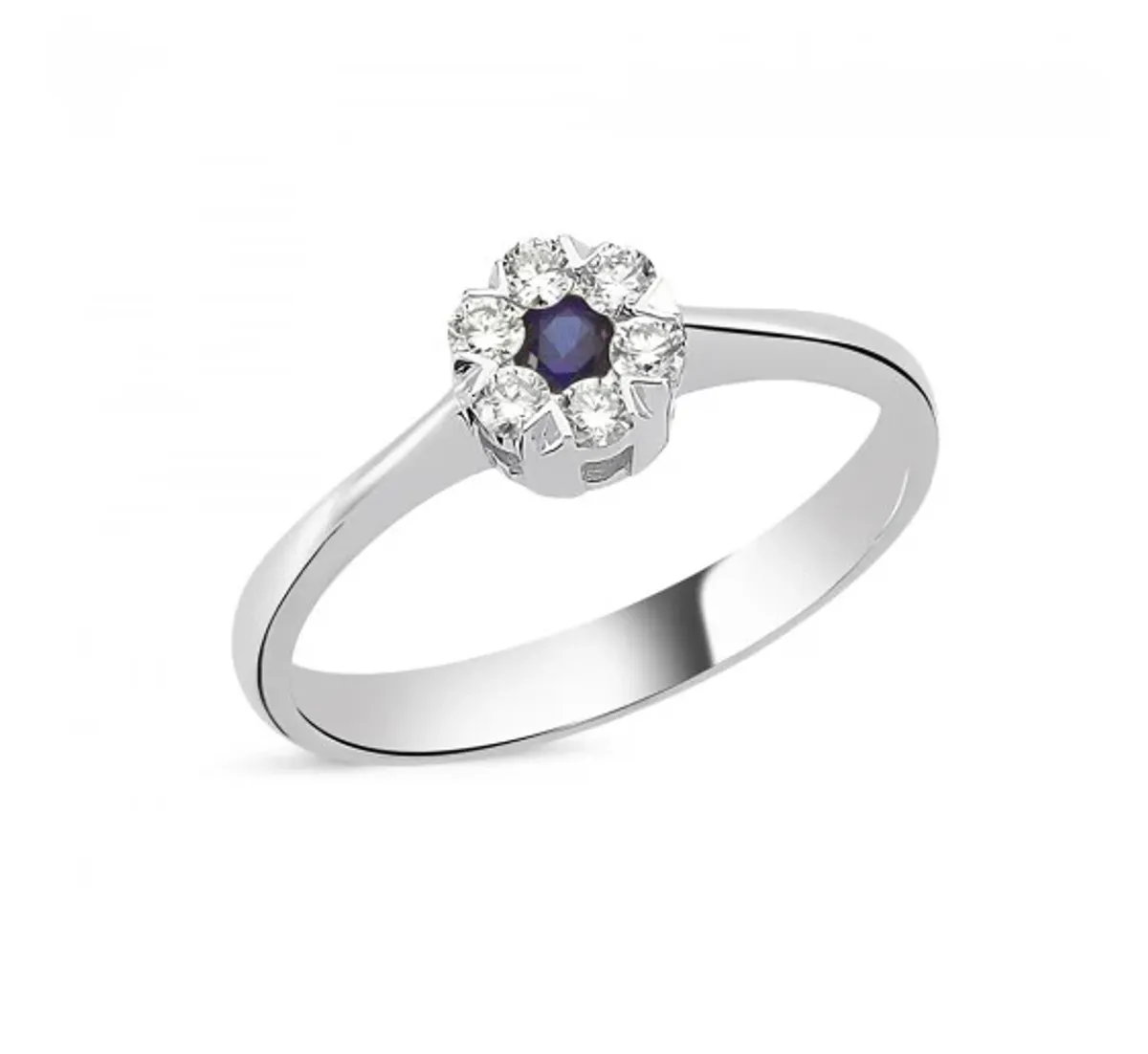 Nuran Flora Color Ring i 14 Karat Hvidguld med Safir og Diamanter 0,18 Carat W/SI