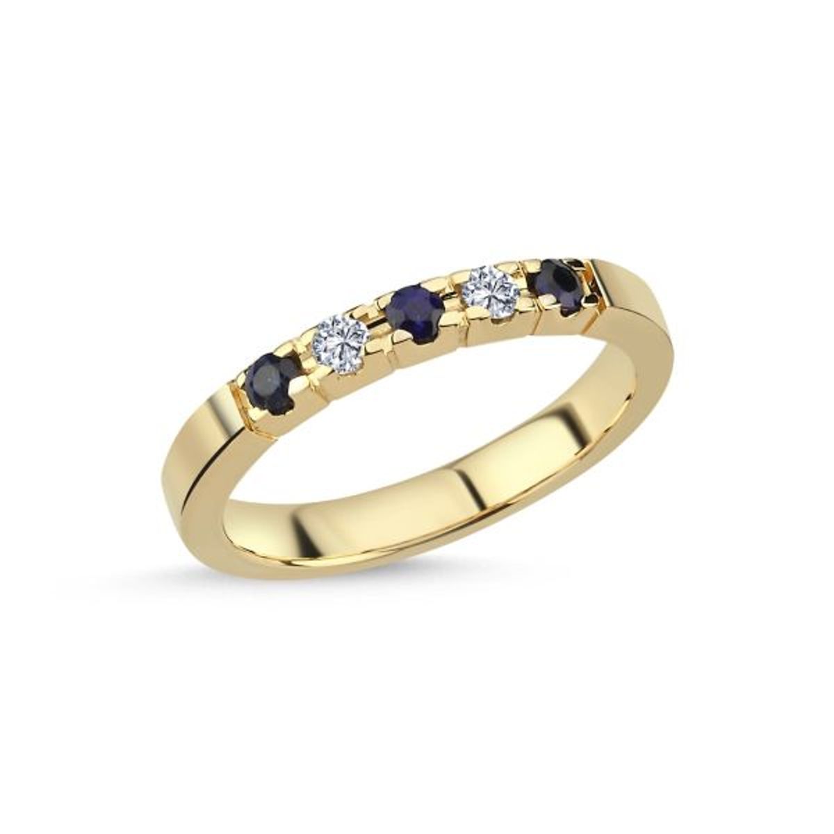 Nuran Promise Color 14 Karat Guld Ring med Safir og Diamanter 0,05 Carat W/SI