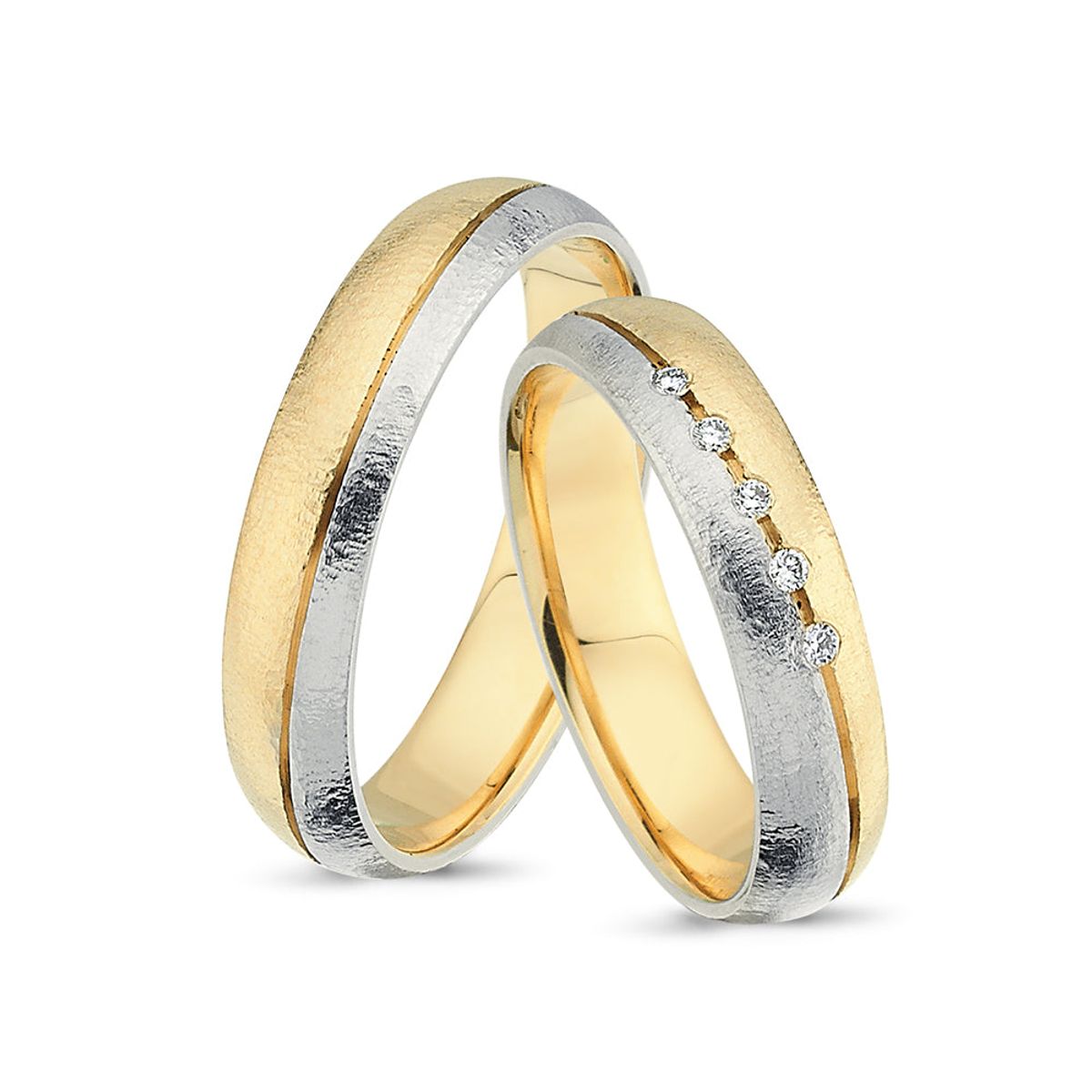 Nuran - Vielsesring bicolor 14 kt.