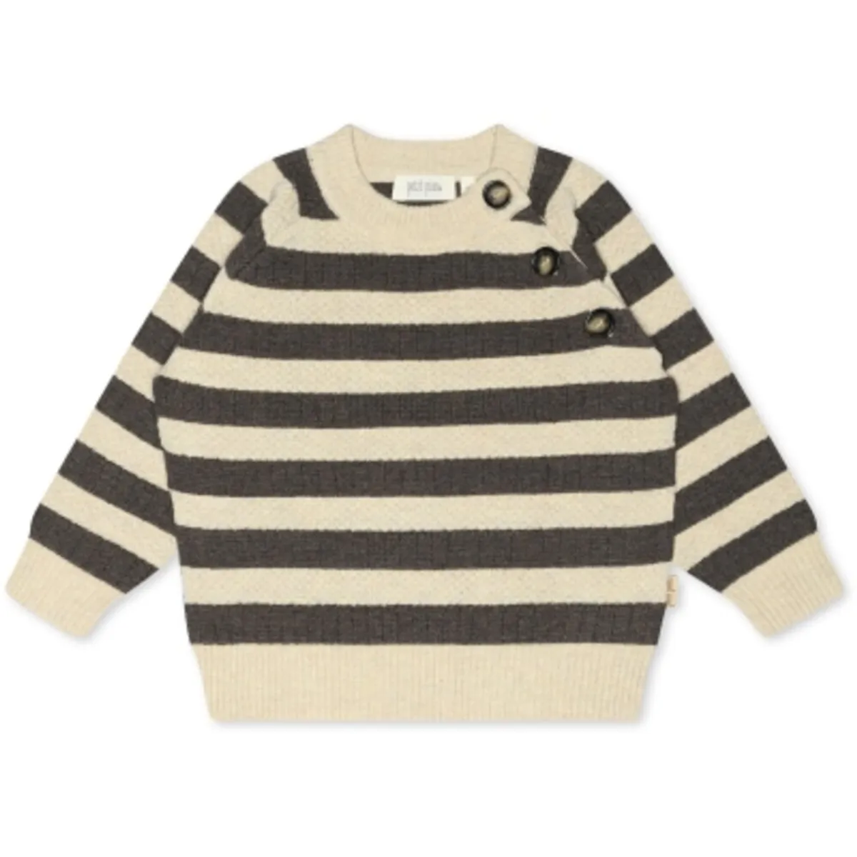 O-Neck Knit Sweater - Dark oak/off white - 116