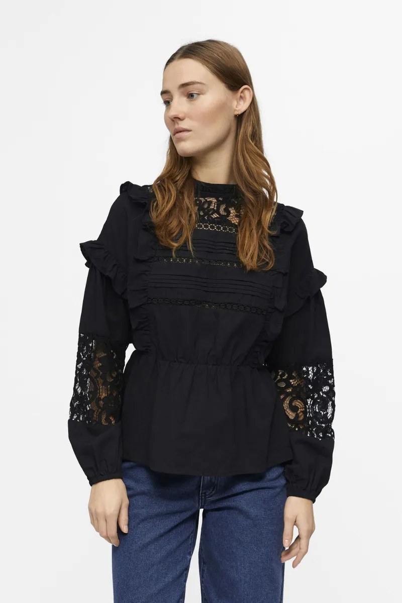 Objarienne New L/S Top - Black - Object - Sort S