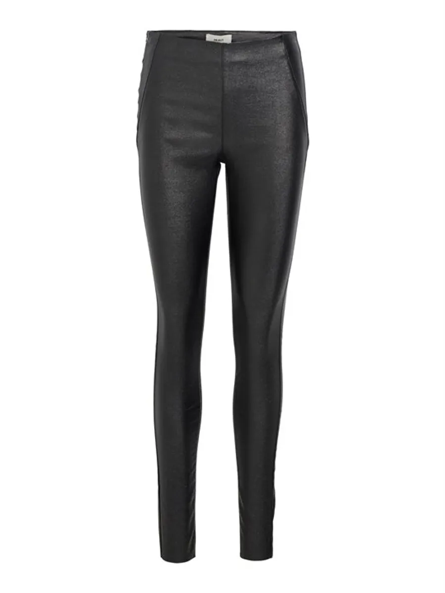 Object - Belle Mw Coated Leggings - Sort Glitter