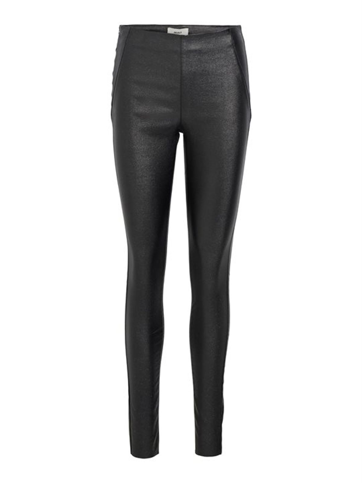 Object - Belle Mw Coated Leggings - Sort Glitter