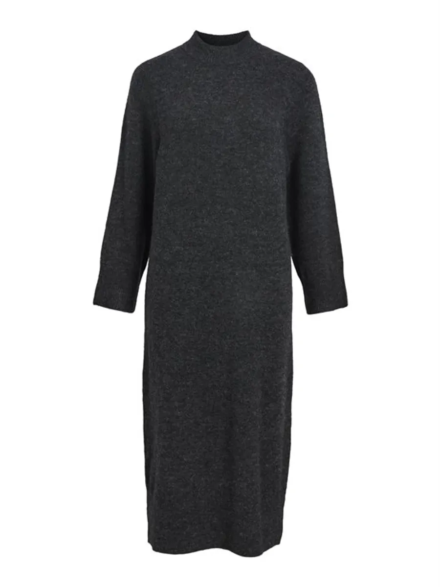 Object - Geromia Ls O-Neck Knit Dress - Mørkegrå