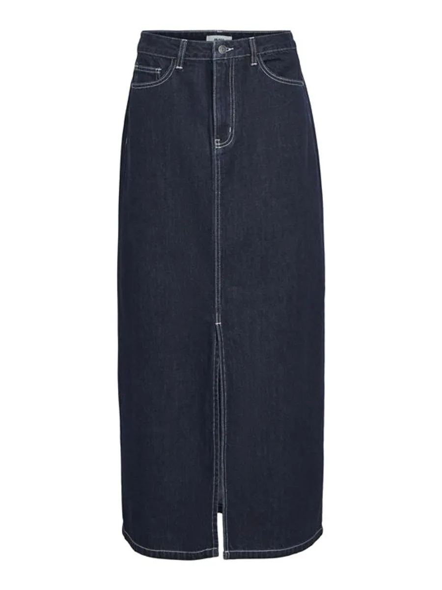 Object - Lea Mw Denim Long Skirt - Mørkeblå