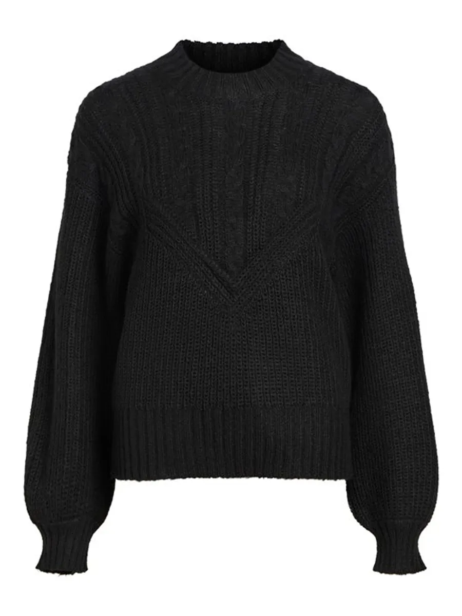 Object - Nova Stella Cable Knit Pullover - Sort