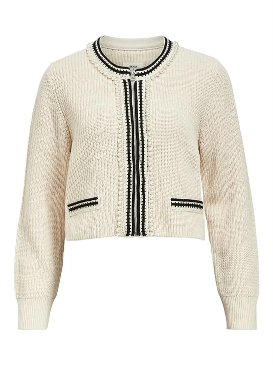 Object - Perla LS Knit Cardigan - Sand