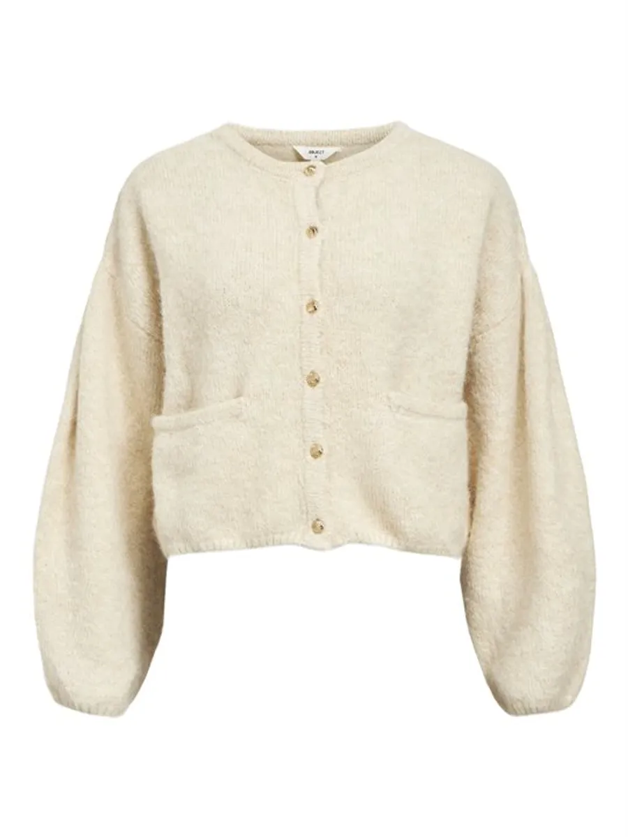 Object - Saggia LS Knit Cardigan - White Sand