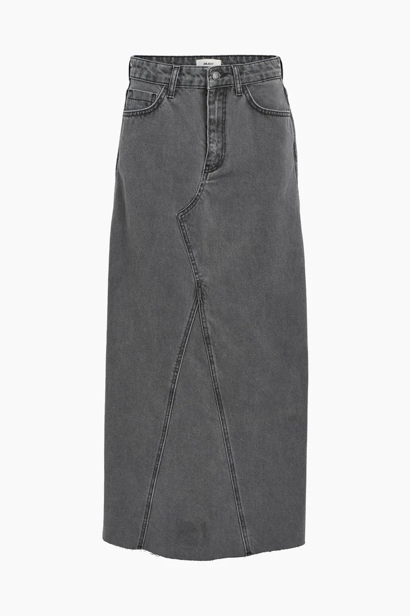 ObjHarlow Long Denim Skirt - Grey Denim - Object - Grå XS