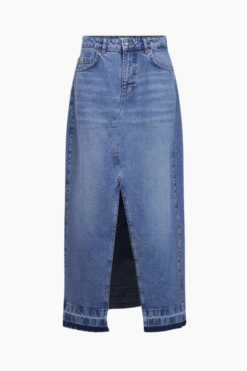 Objharper HW Denim Skirt - Medium Blue Denim - Object - Blå M