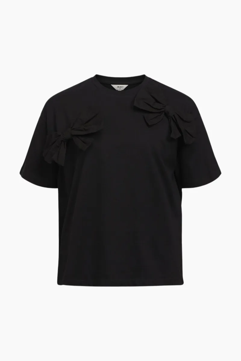 Objklara SS OW Bow Tee - Black - Object - Sort L