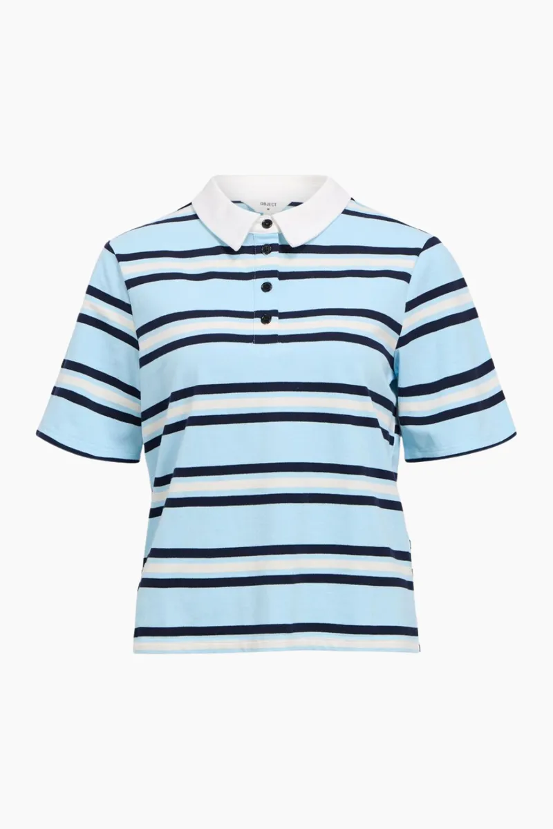 Objnana SS Re Polo Top - Kentucky Blue/Sky Captai - Object - Stribet XS