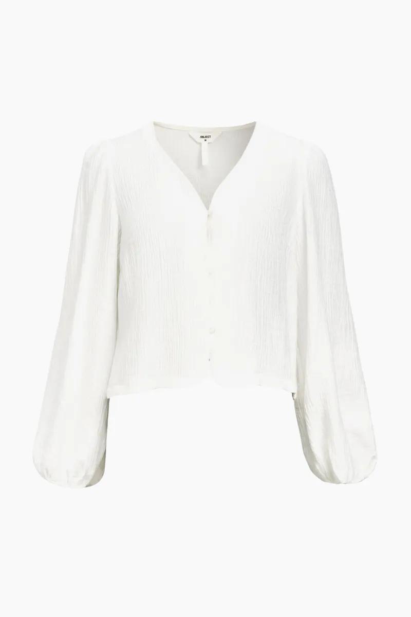 Objphillie L/S LO Shirt - White - Object - Hvid L