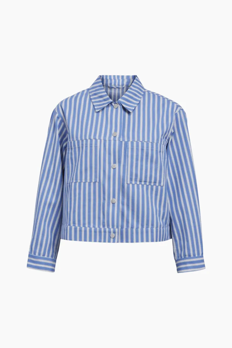 Objsola Re Ls Twill Shirt E Ott - Lapis Blue/White - Object - Stribet L