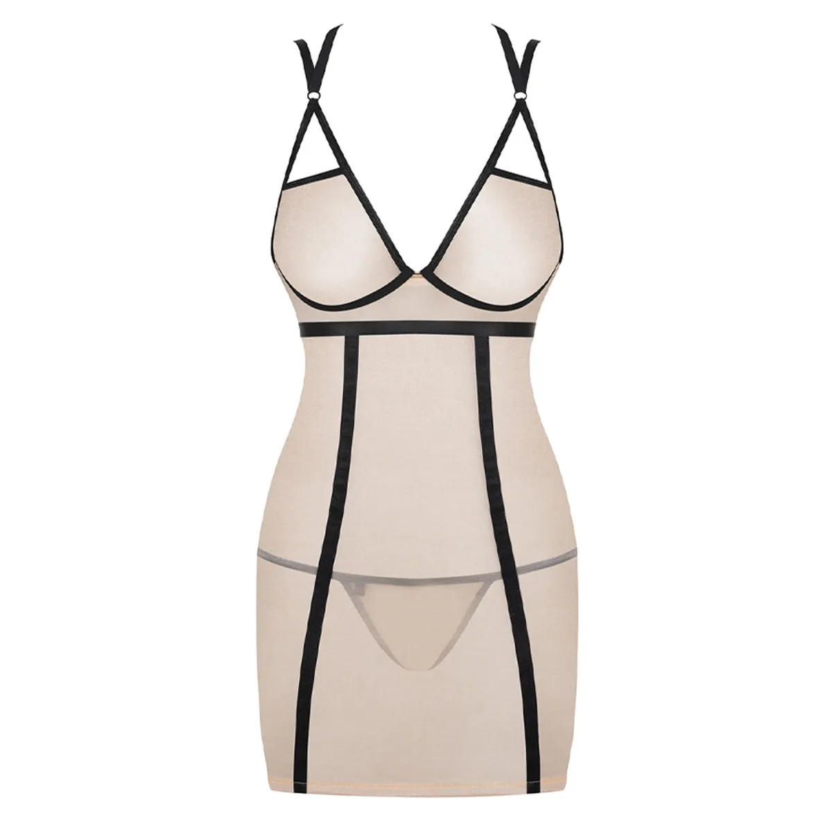 Obsessive Nudelia Chemise og G-Streng Nude - S/M