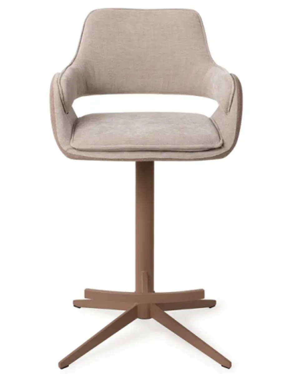 Oketo rotérbar barstol i polyester H97 cm - Mat gråbrun/2-tonet Taupe