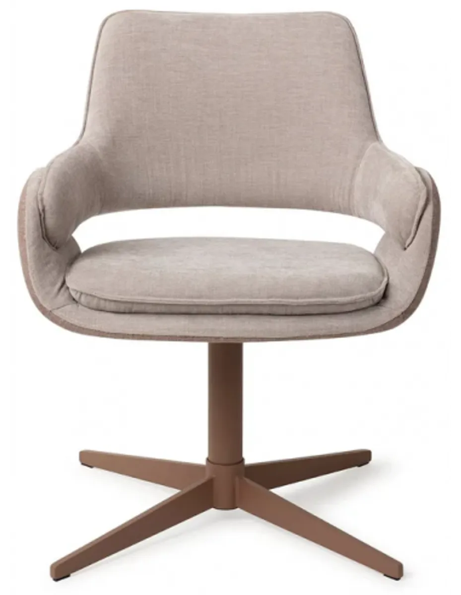 Oketo rotérbar loungestol i polyester H80 cm - Mat gråbrun/2-tonet taupe