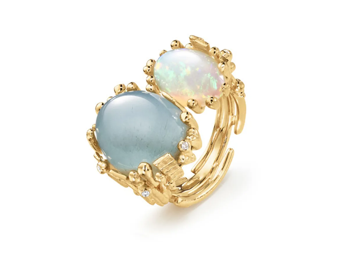 Ole Lynggaard BoHo ring aquamarine og opal - A2922-403 A2922-403 18 kt 58