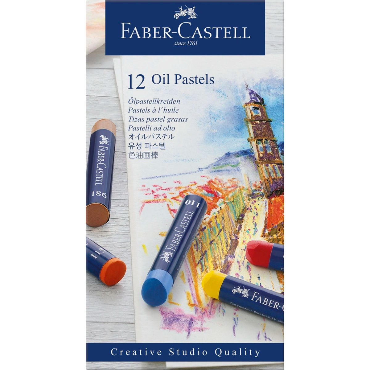 Oliekridt Faber-Castell pastels 12 stk