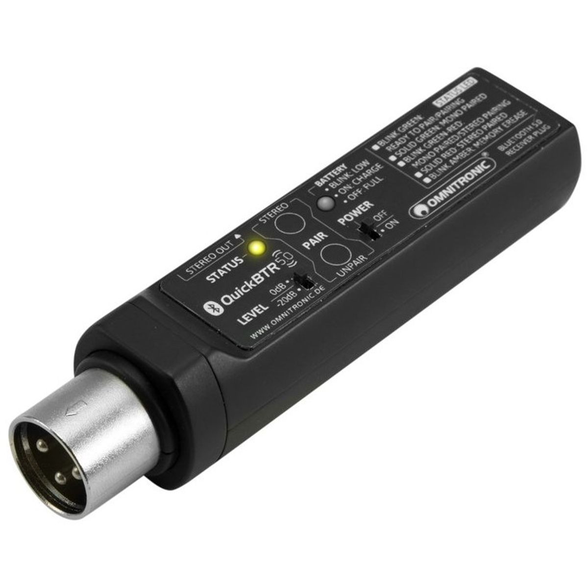 Omnitronic QuickBTR-5.0 XLR Aptx Bluetooth 5.0 Modtager