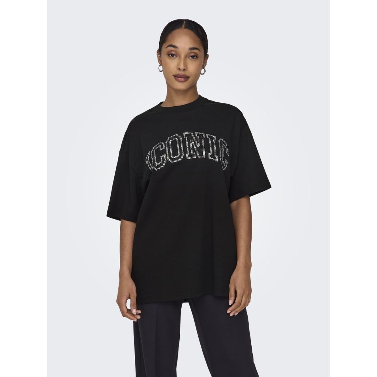 ONLY dame t-shirt ONLRIRI - Black Iconic