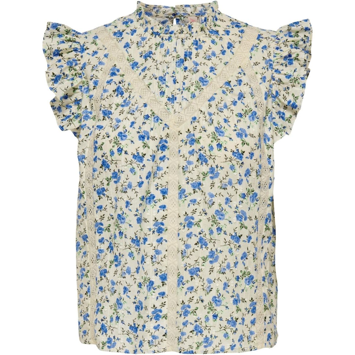 ONLY dame top ONLCHALINE - Cloud Dancer FLOWER SPEARMINT PRINT