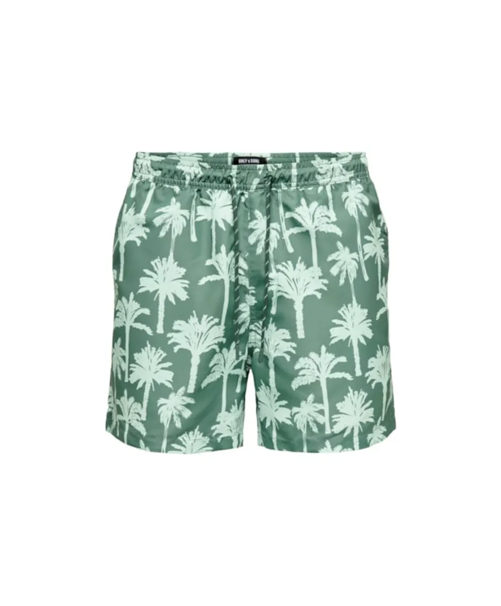 ONLY & SONS Badeshorts i dark forrest til herre