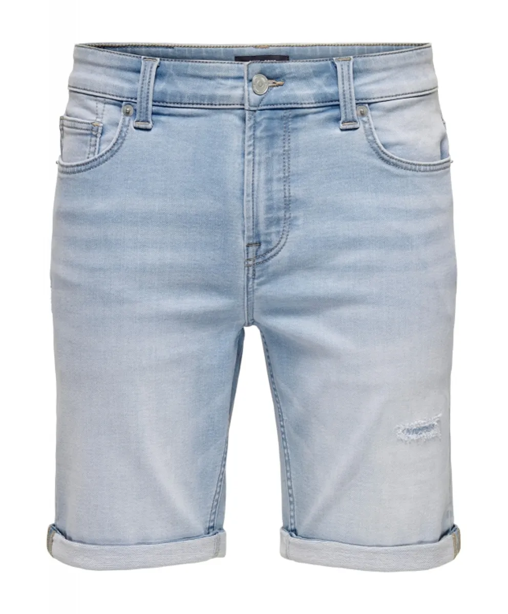 ONLY & SONS denimshorts i lyseblå til herre