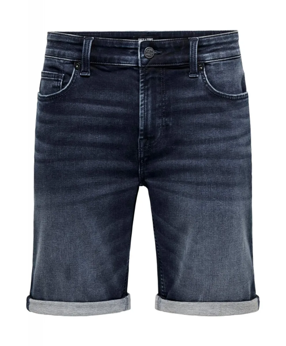 ONLY & SONS denimshorts i mørkeblå til herre