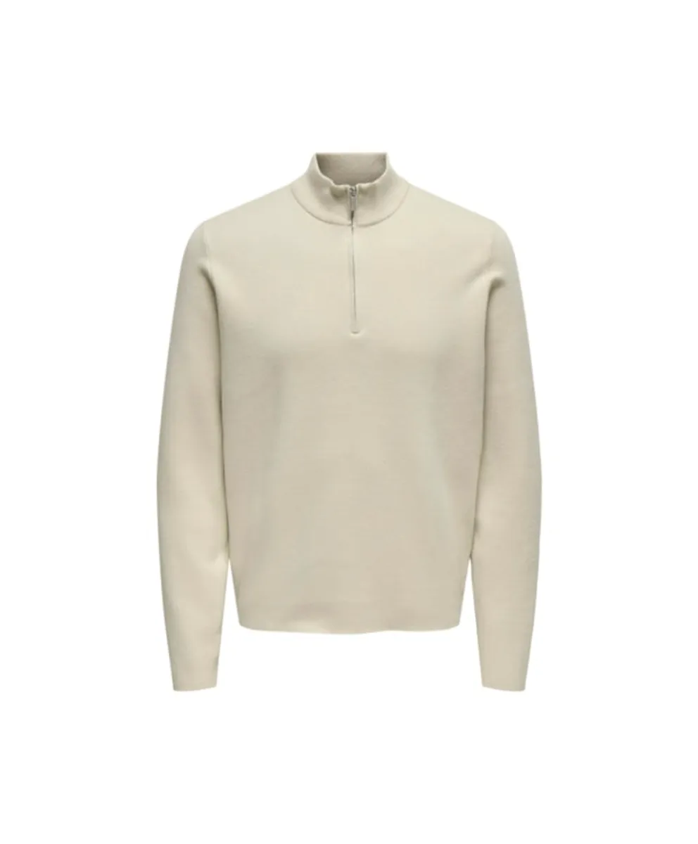 ONLY & SONS half zip i beige til herre