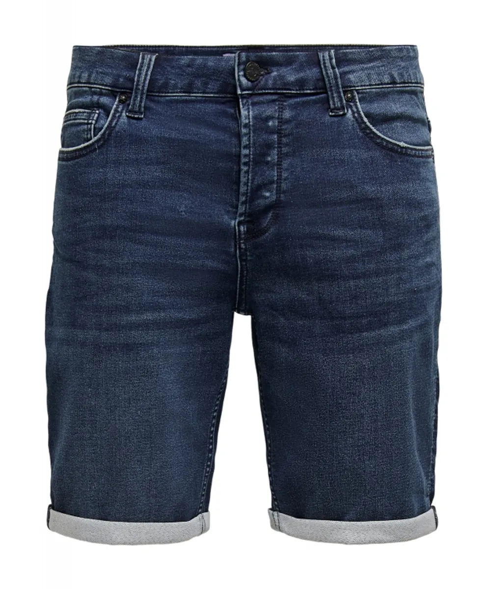 ONLY & SONS shorts i mørkeblå denim til herre