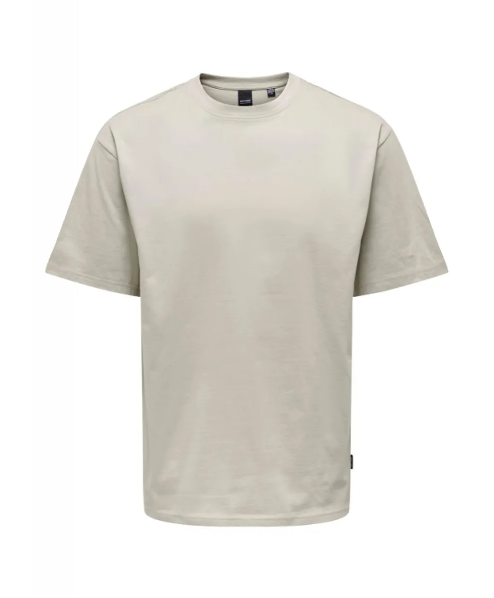 ONLY & SONS t-shirt i beige til herre | Relaxed fit |