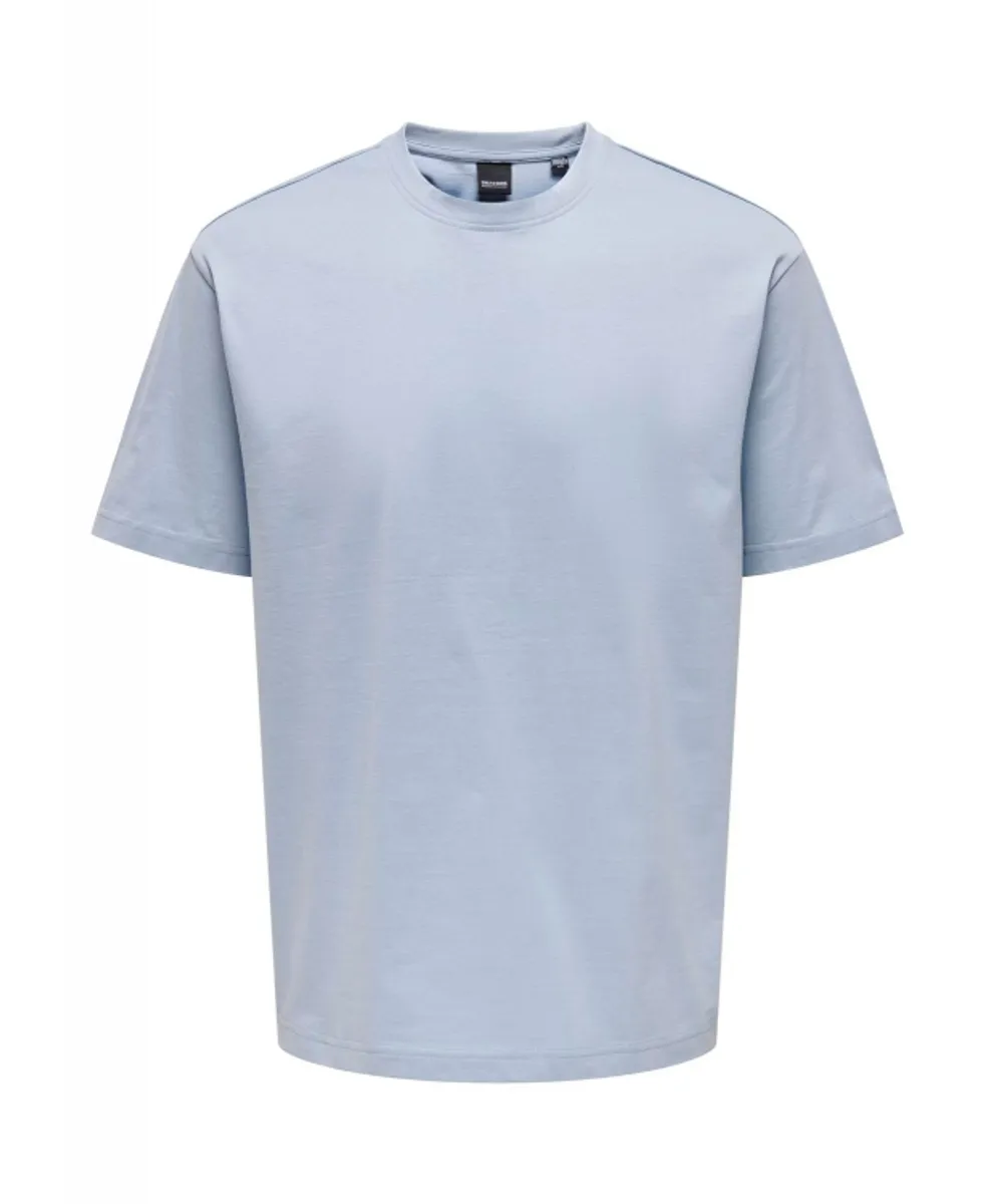 ONLY & SONS t-shirt i lyseblå til herre | Relaxed fit |