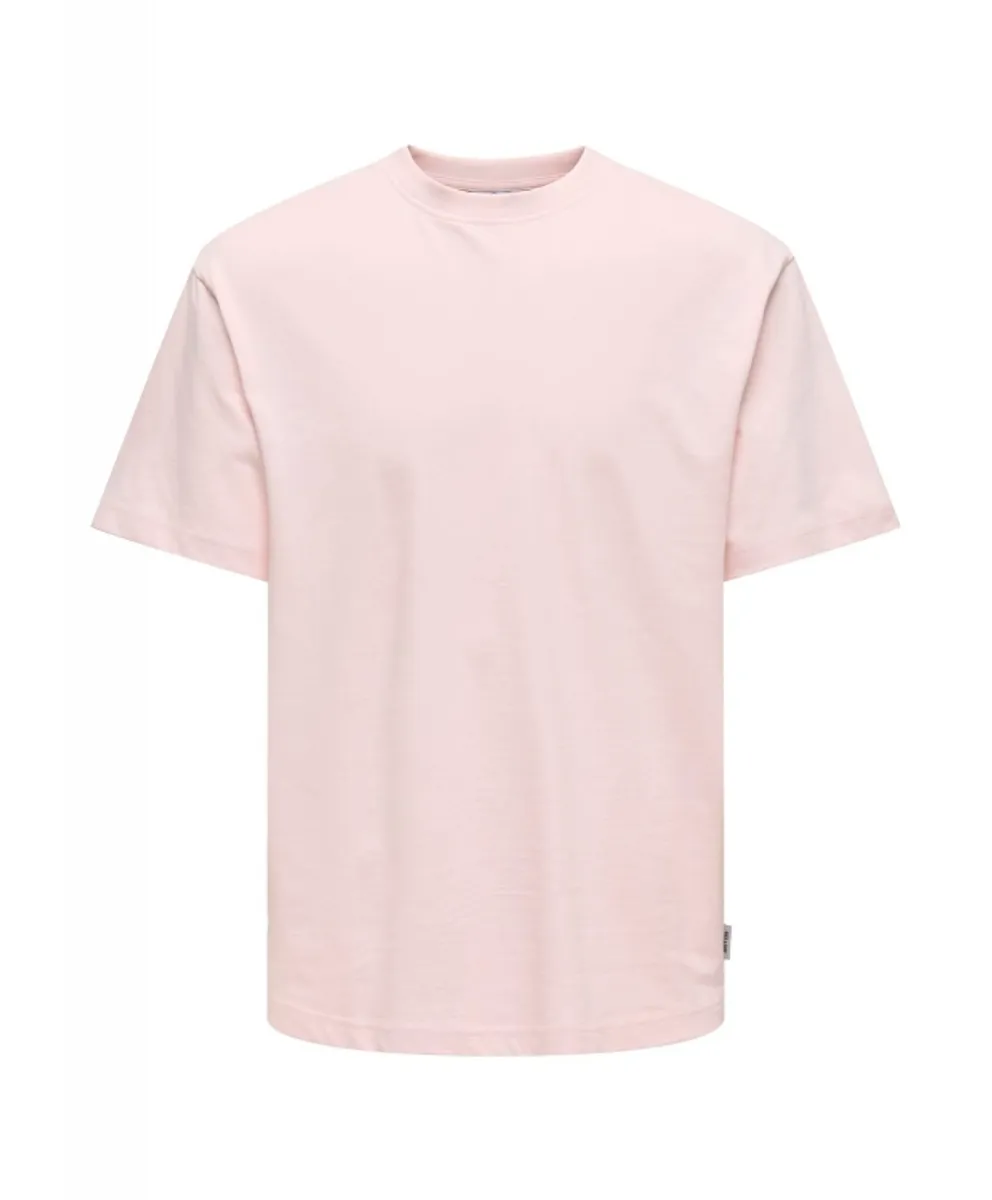 ONLY & SONS t-shirt i lyserød til herre | Relaxed fit |