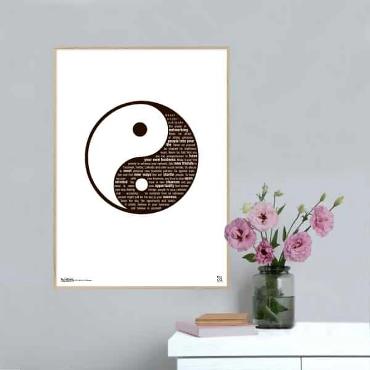 Open minded Yin & Yang plakat - 15 x 21 cm / XS / lodret