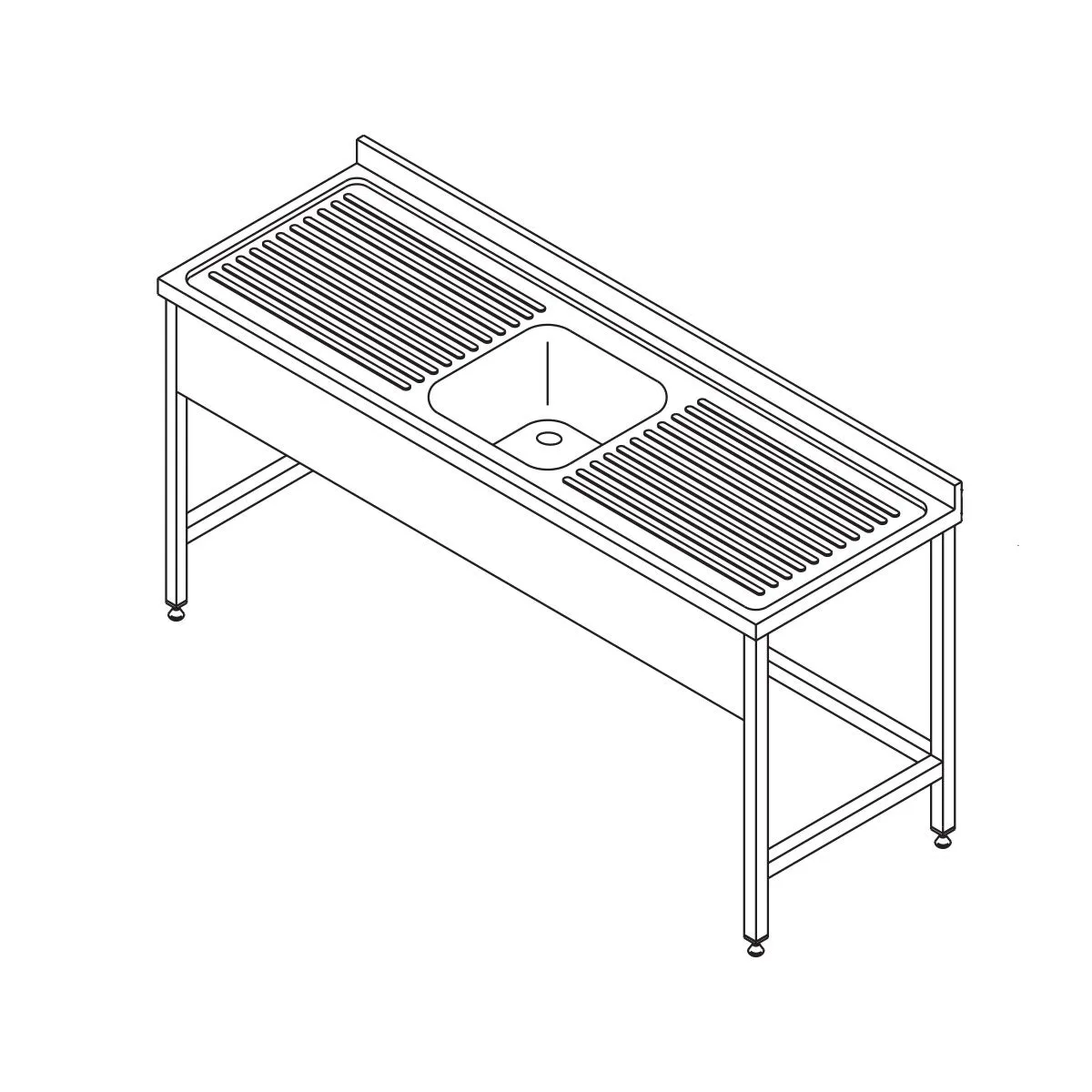 Opvaskebord - 1 vask - med bagplade - 120 x 60 cm