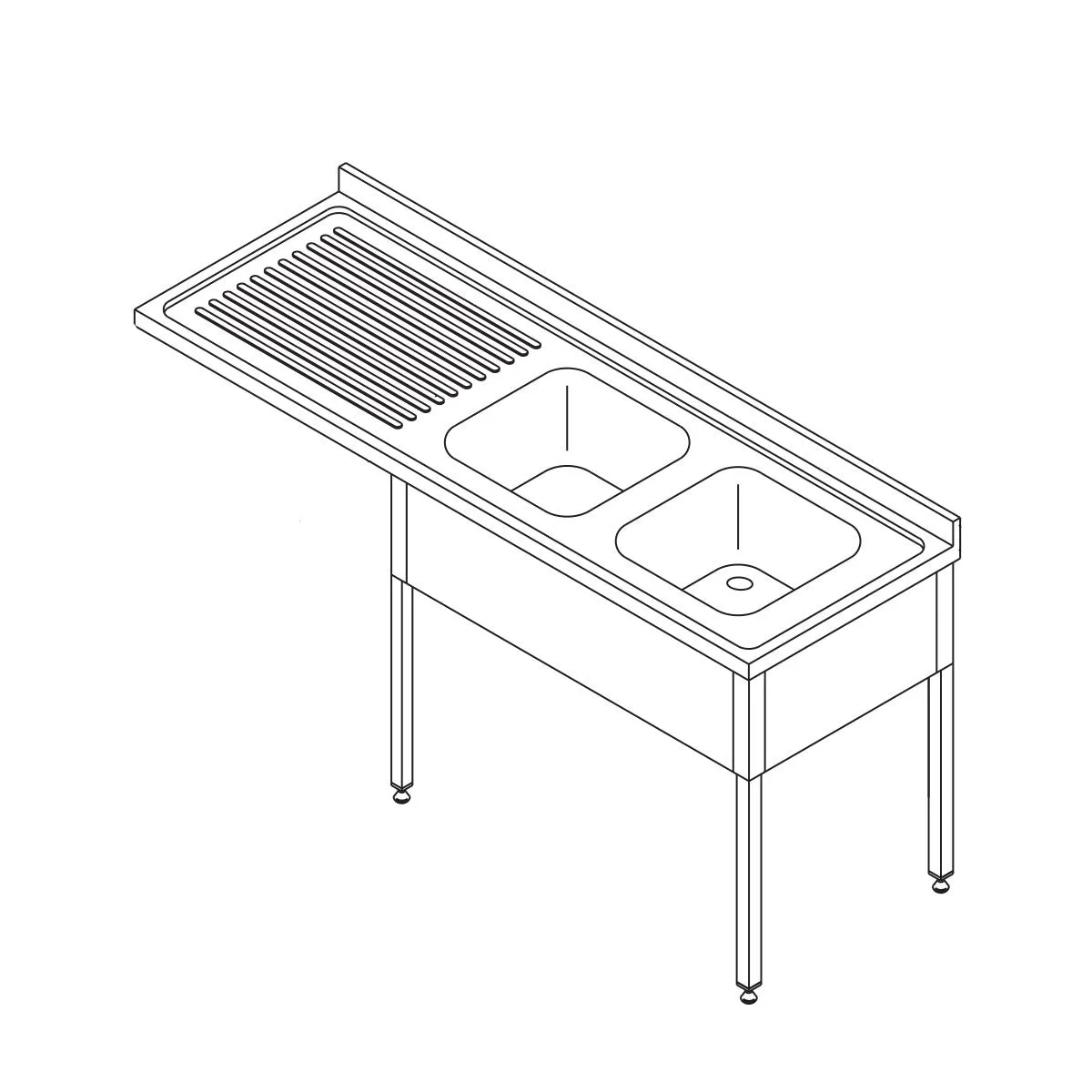 Opvaskemaskinebord med vask - 160 x 60 - cm - Højre