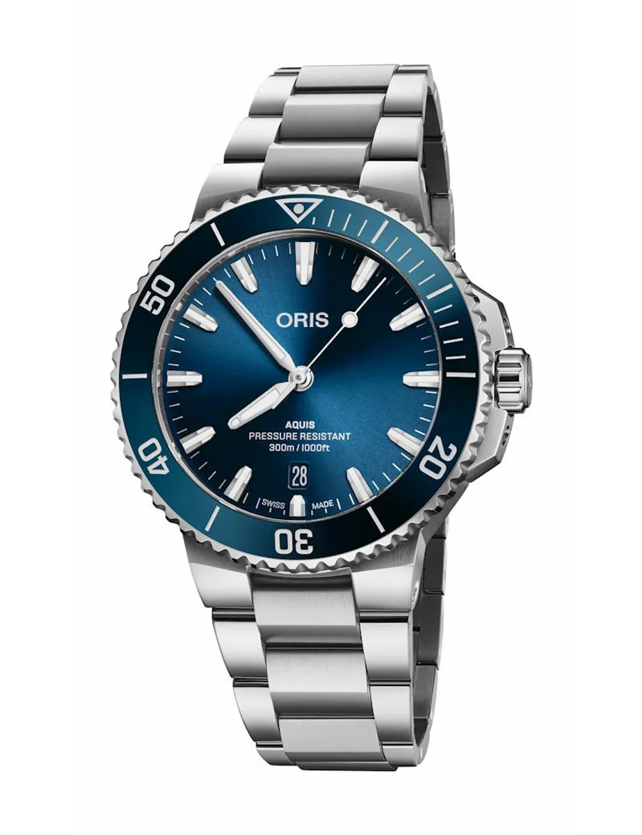 Oris Aquis Date blå med lænke 41,5mm