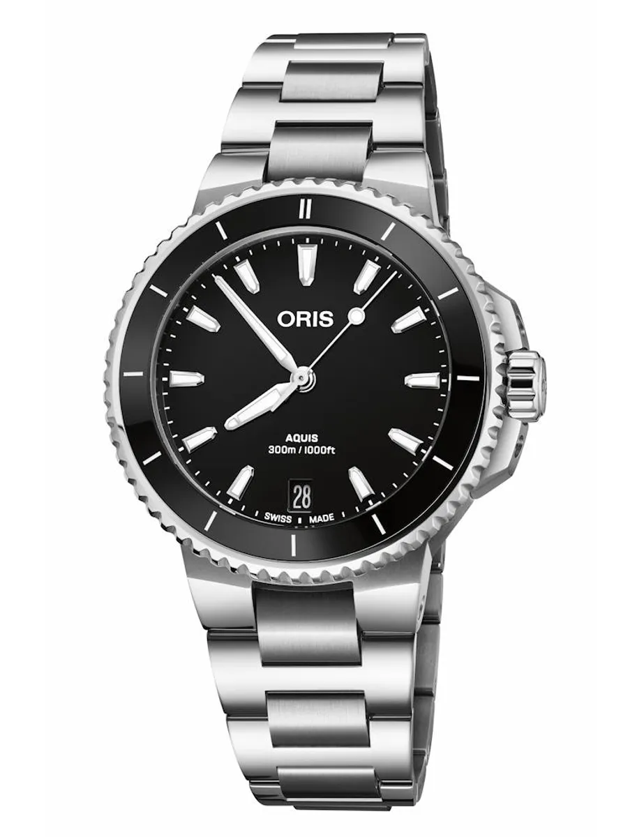 Oris Aquis Date sort med lænke 36,5mm