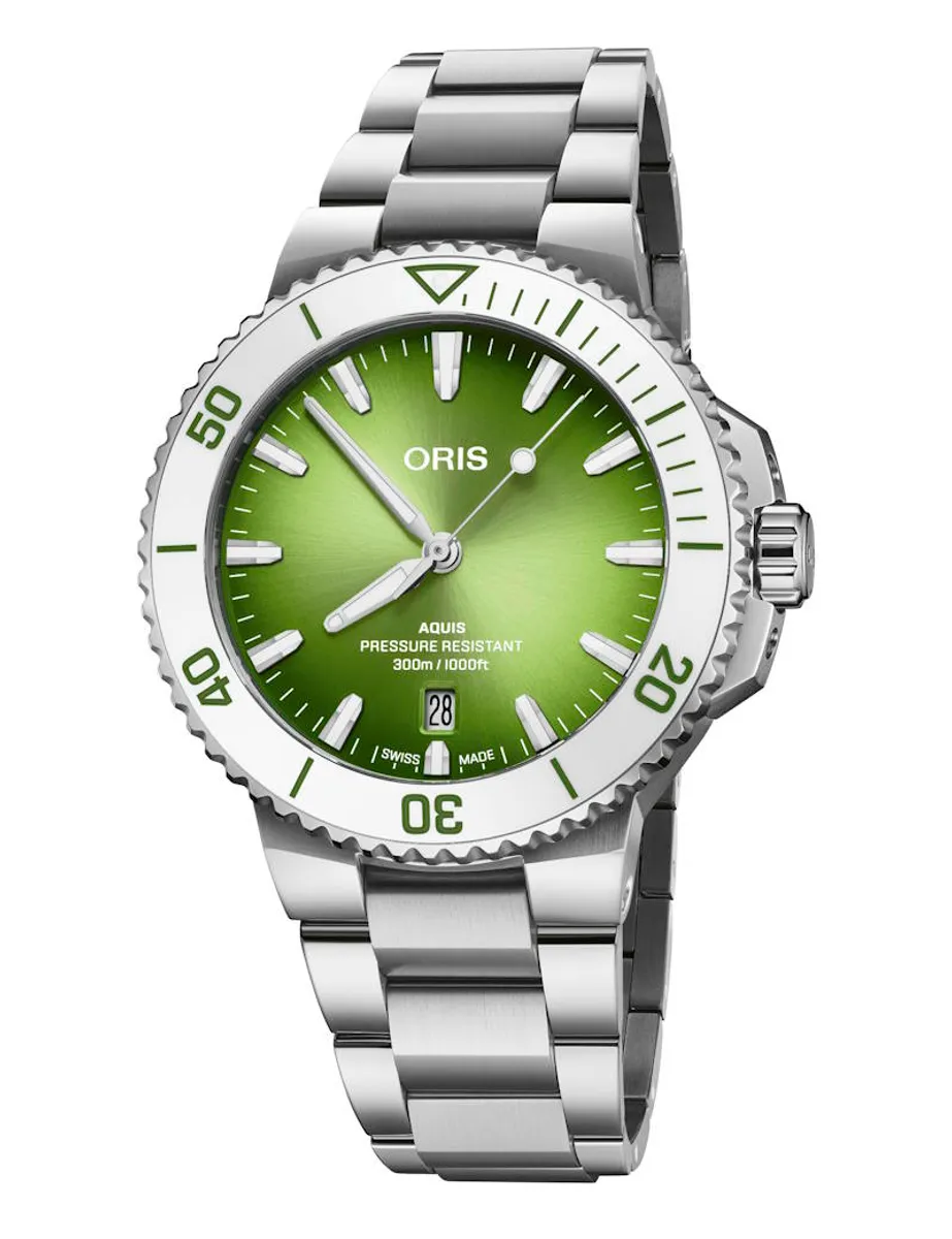 Oris Aquis Date Taste of Summer grøn med lænke 41,5mm