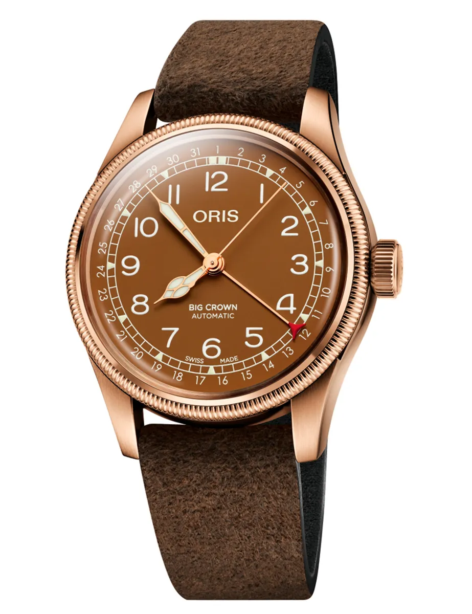 ORIS Big Crown Pointer Date Bronze, brun med rem -40 mm