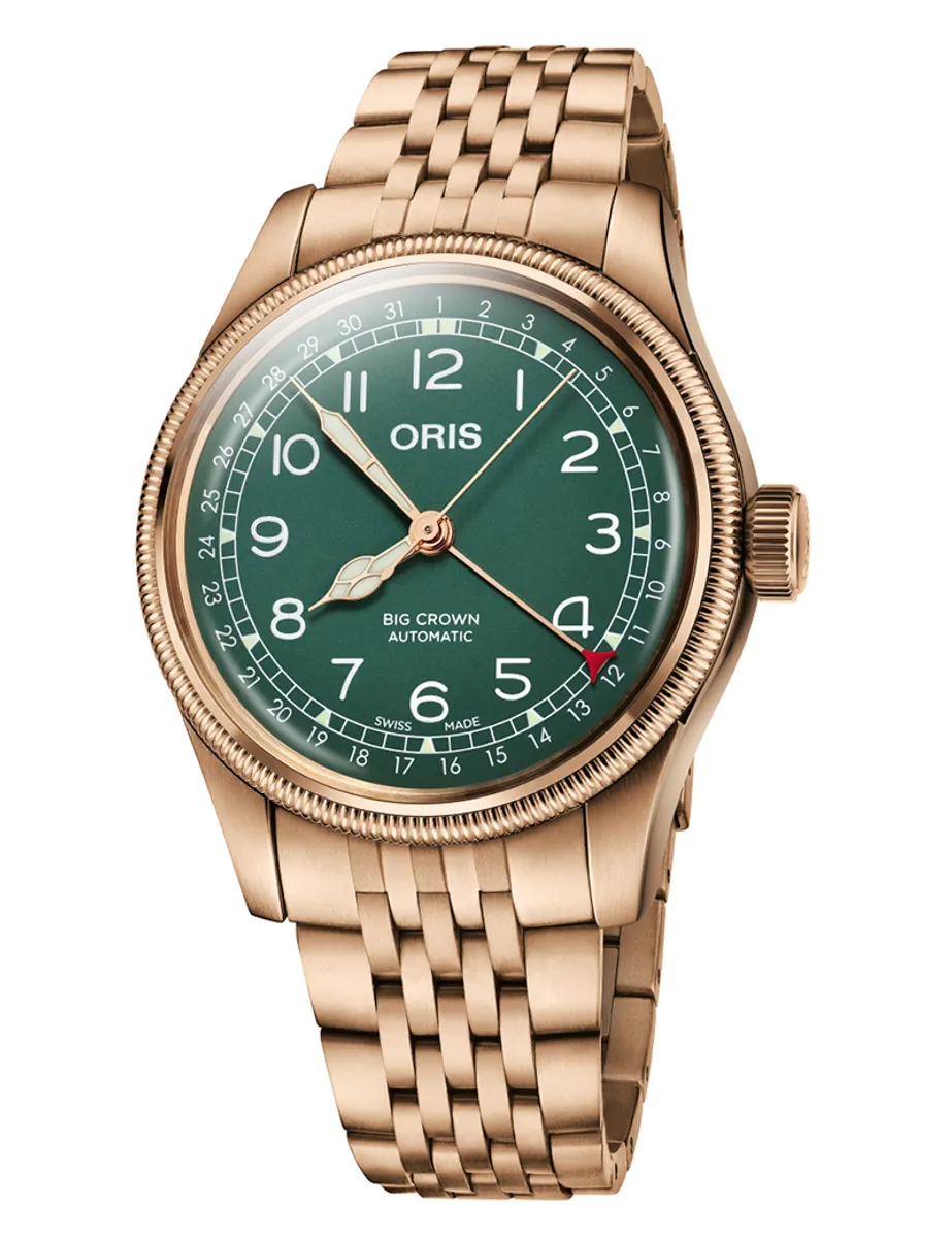 ORIS Big Crown Pointer Date Bronze, grøn med lænke -40 mm