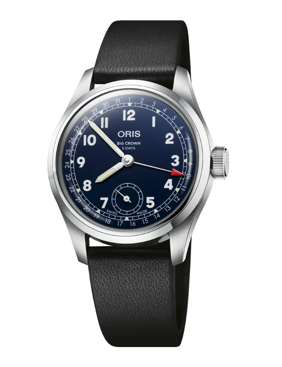 ORIS Big Crown Pointer Date ur, blå skive med læderrem - 38mm Cal. 403