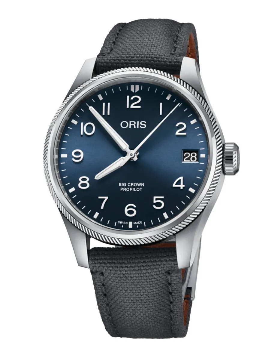 ORIS Big Crown Propilot Big Date armbåndsur, blå skive med nylonrem - 41mm