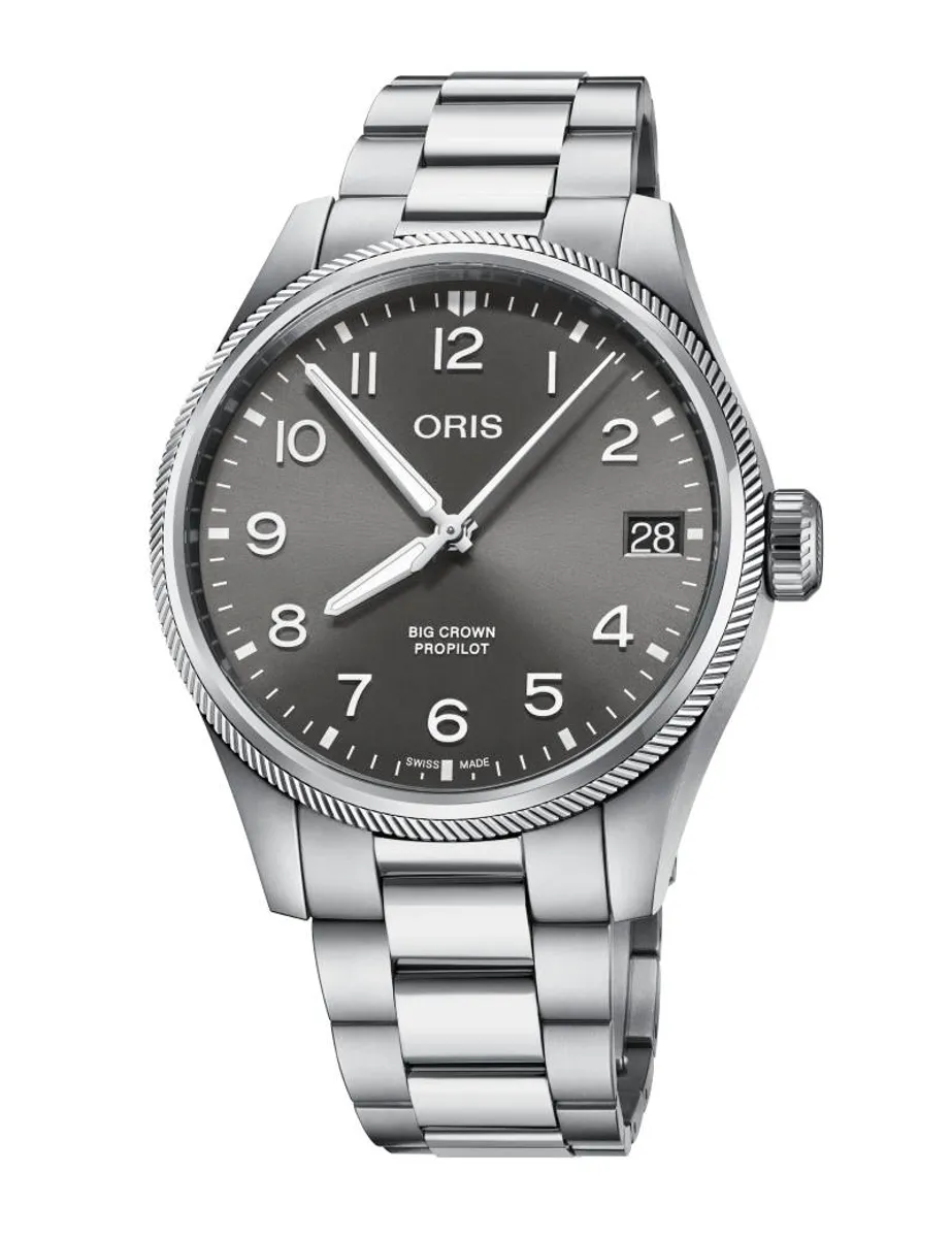 ORIS Big Crown Propilot Big Date armbåndsur, grå skive med lænke - 41mm