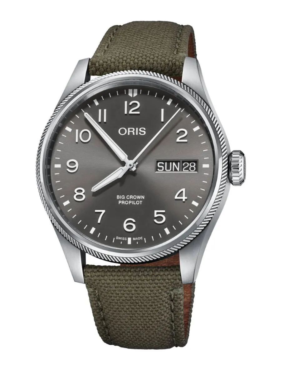 ORIS Big Crown Propilot Big Date armbåndsur, grå skive med nylonrem - 44mm