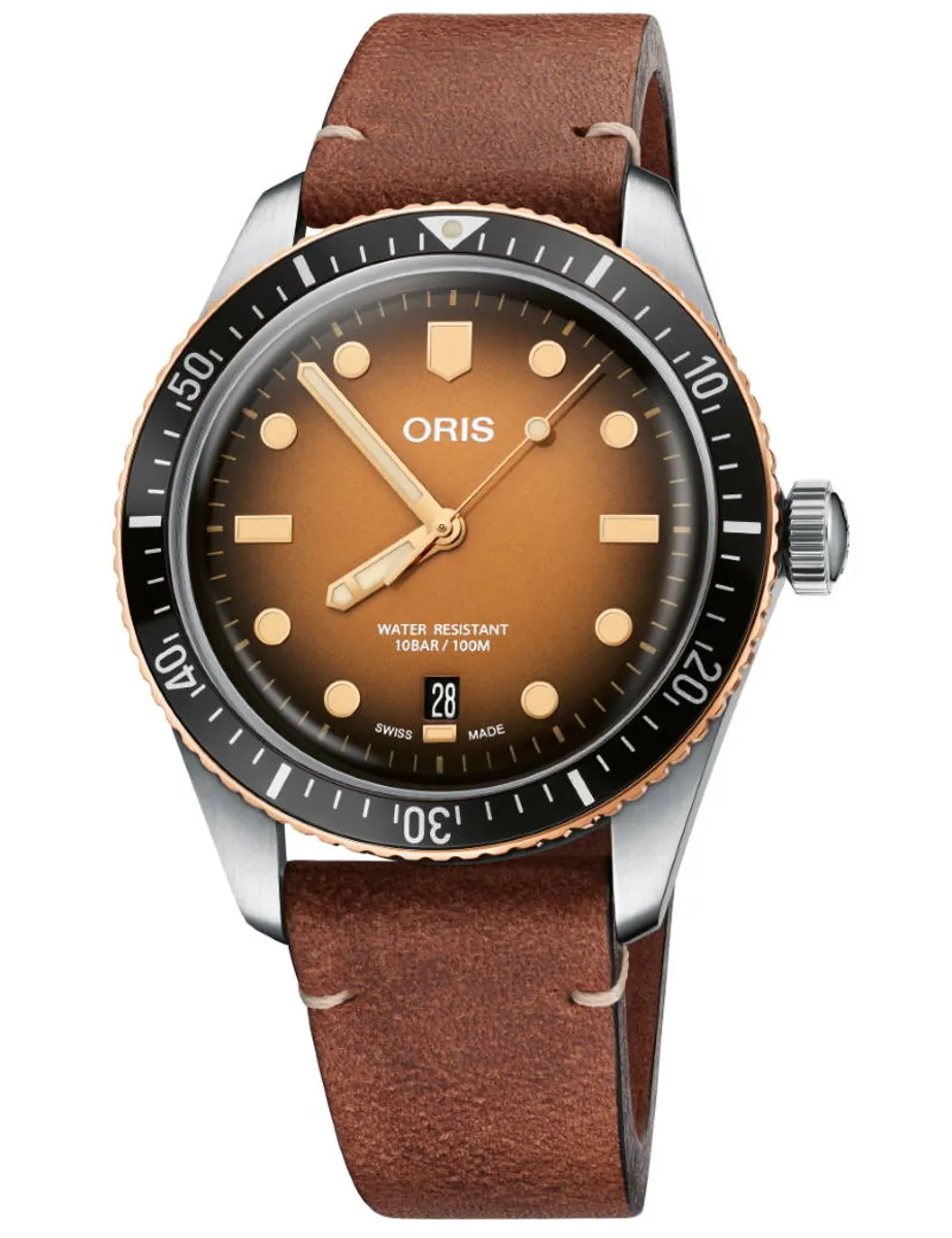 ORIS Divers Herritage 65 Bronze armbåndsur med brun læderrem -40mm