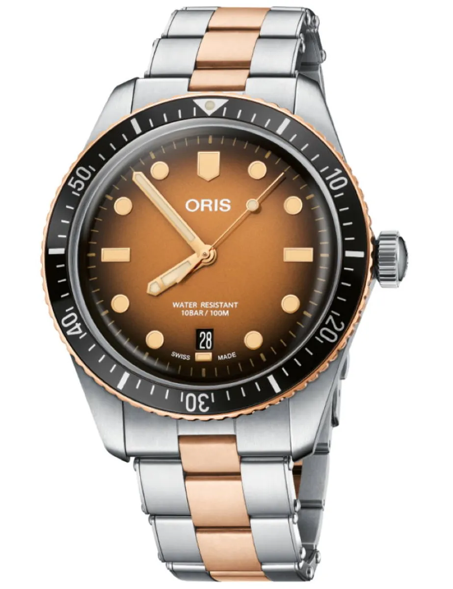 ORIS Divers Herritage 65 Bronze ur med brun urskive og tofarvet lænke -40mm